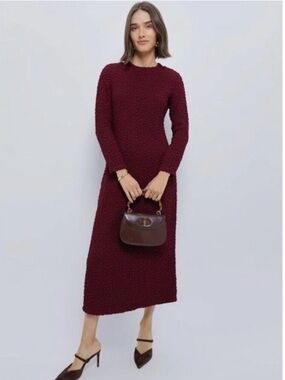 NWT Tuckernuck Hyacinth House Madison Maroon Textured Maxi Dress Size L